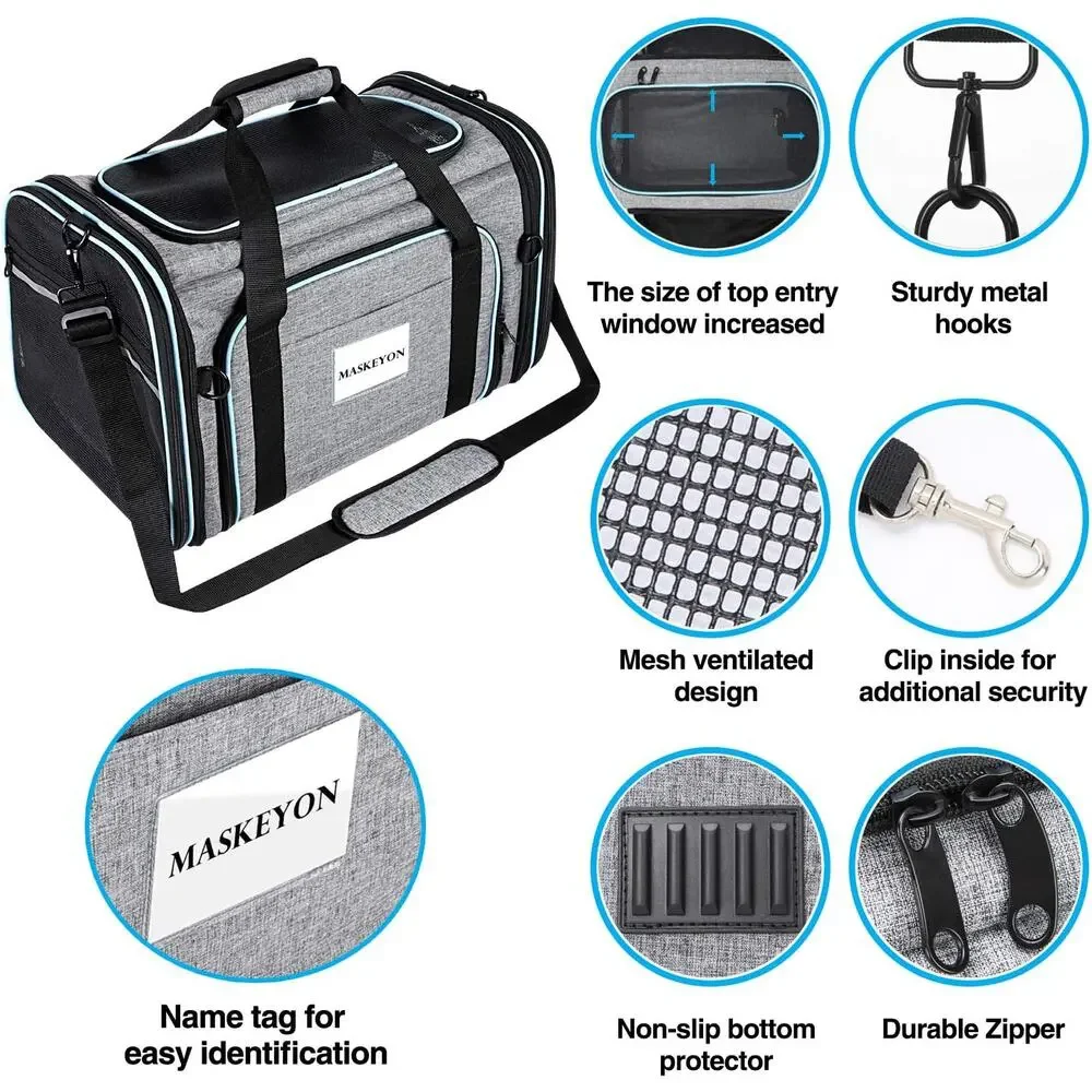 Airline Approved Expandable Pet Carrier Soft Dog Cat Travel Bag TSA